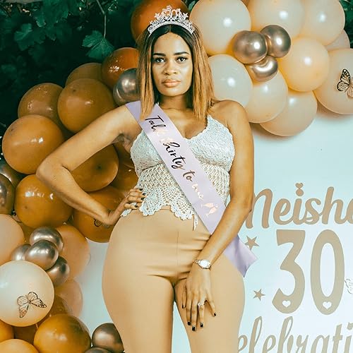 Miniatura 5 de CIEHER Diadema de 30 cumpleaños + banda de 30 cumpleaños con banda Talk Thirty to Me, decoraciones de 30 cumpleaños para mujer, corona de cumpleaños