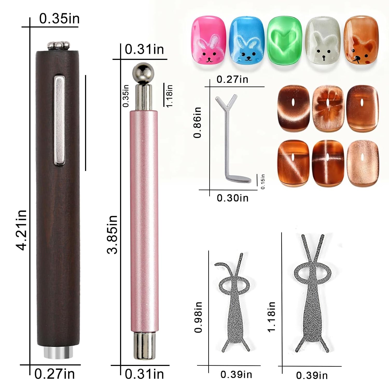 2 Pcs Cat Eye Magnets For Nails With Bunny And Y-Shape Steel Molds For Cat Eye Gel Polish Nails Art, Multi-Functional Nail Magnets For Nails Heart And Rabbits Cateye Magnets For Nails image 2