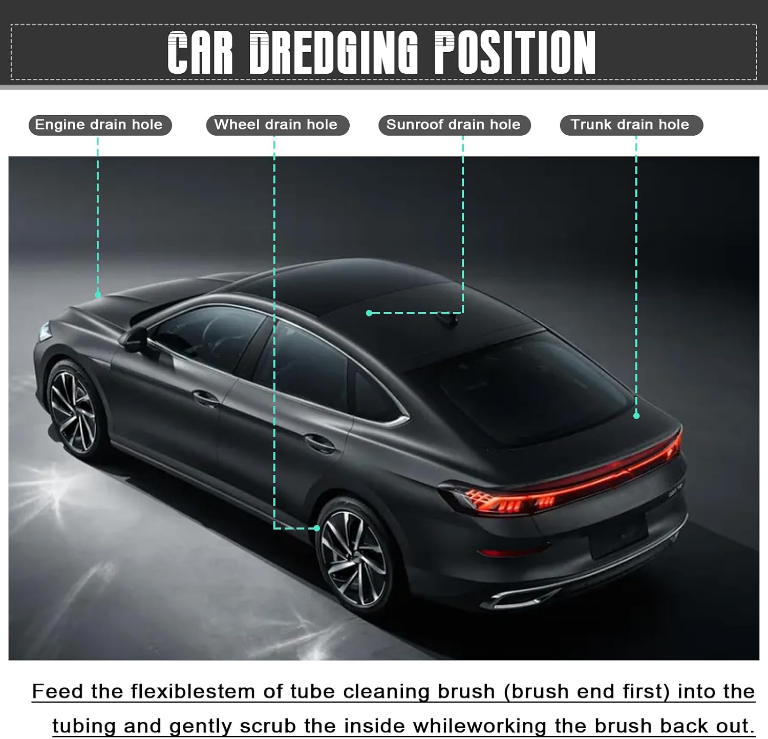 Car Sunroof Drain Cleaning Tool, 78 Inch Door Pipe Cleaning Brush for Car Sunroof, Gas Tank Drain, Kitchen Downspout Pipe