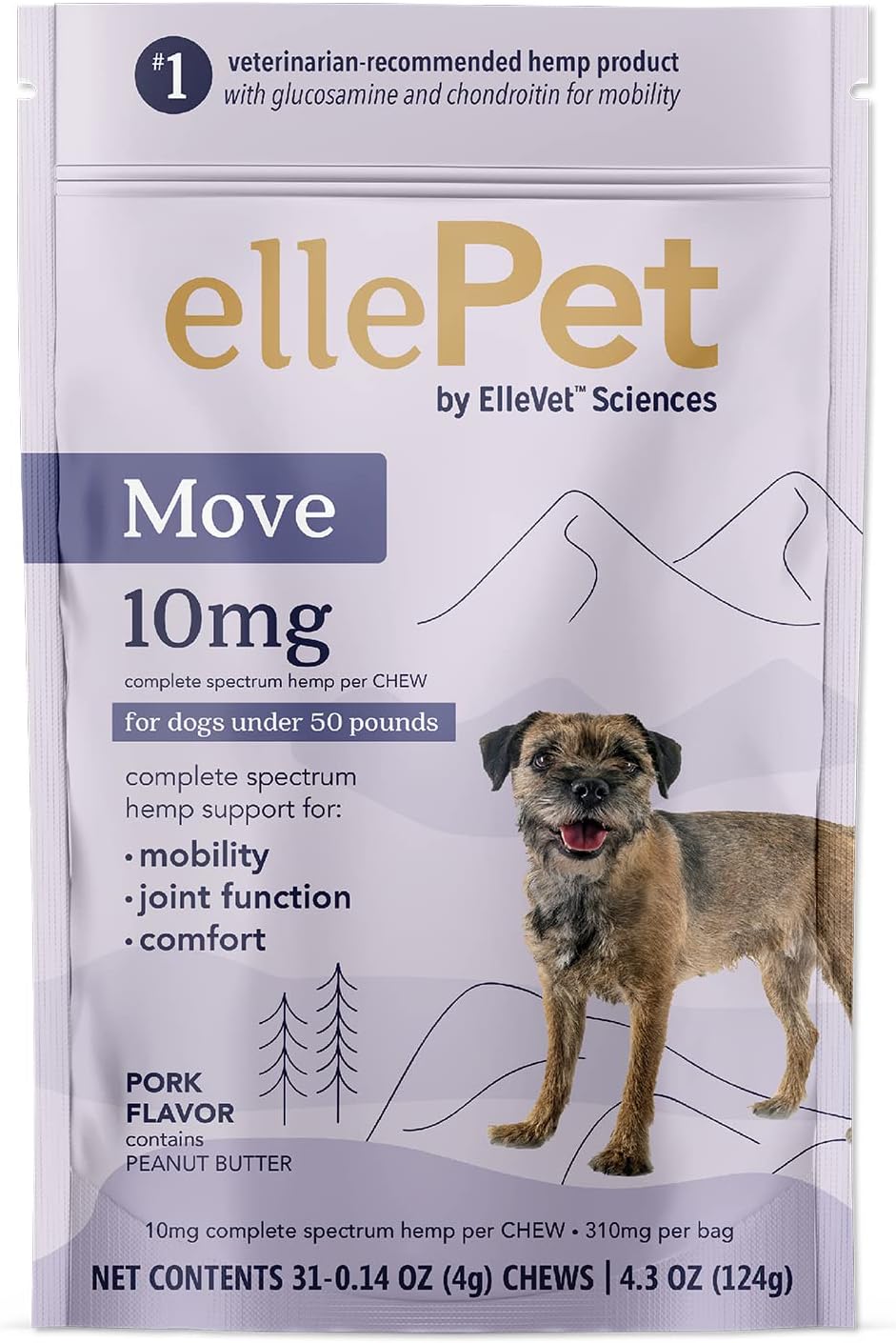ELLEPET Move Hemp Mobility Chews - Small Dog 10mg for Dogs Under 50lbs - Proprietary Hemp Oil Blend, Glucosamine, Chondroitin - Helps…