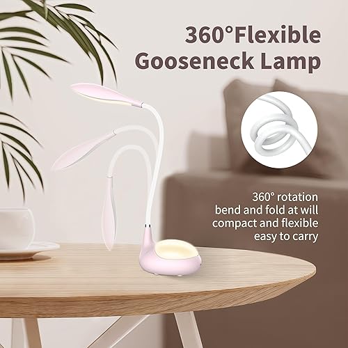 Miniatura 5 de Lámpara de escritorio LED, lámpara de lectura regulable 2 en 1, lámparas de escritorio táctiles para el hogar, oficina, dormitorio con 3 modos de