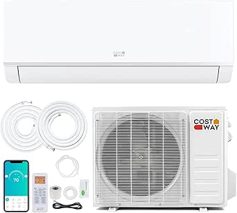 COSTWAY 12000 BTU Mini Split Air Conditioner & Heater, 20 SEER2 115V Wifi Enabled Energy Efficient Inverter Split AC Unit Up to 750 Sq. Ft, with Heat Pump & Installation Kit (Blast Pro Series)