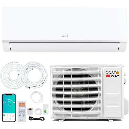 COSTWAY 12000 BTU Mini Split Air Conditioner & Heater, 20 SEER2 115V Wifi Enabled Energy Efficient Inverter Split AC Unit Up to 750 Sq. Ft, with Heat Pump & Installation Kit (Blast Pro Series)