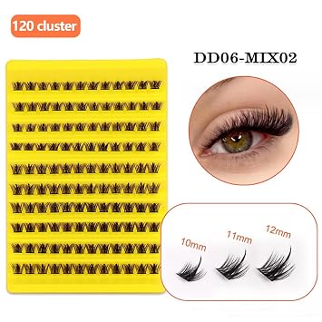 Cluster Lashes, D Curl mix Large, Volume Lash Clusters, Reusable Individual Lash for Self-application At Home 10 rows of large capacity thick eyelash curls (MIX02)