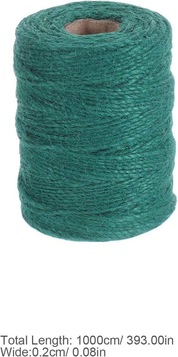 Decorative String Robust Holding Ability Natural Aesthetic 2 Rolls Green Jute Twine Rope for Crafts and Gift Wrapping for DIY Projects and Making Hanging Rope