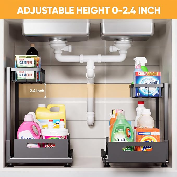Organizador bajo lavabo 2 niveles en L negro 2 unidades miniatura 3