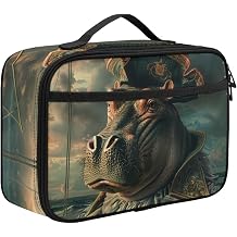 Cute Lunch Bag for Girls Boys Funny Hippo Lunch Boxes for School Picnic Beach Travel Compact Lightweight Insulated Lunchbox with Pocket Bento Box Bag
