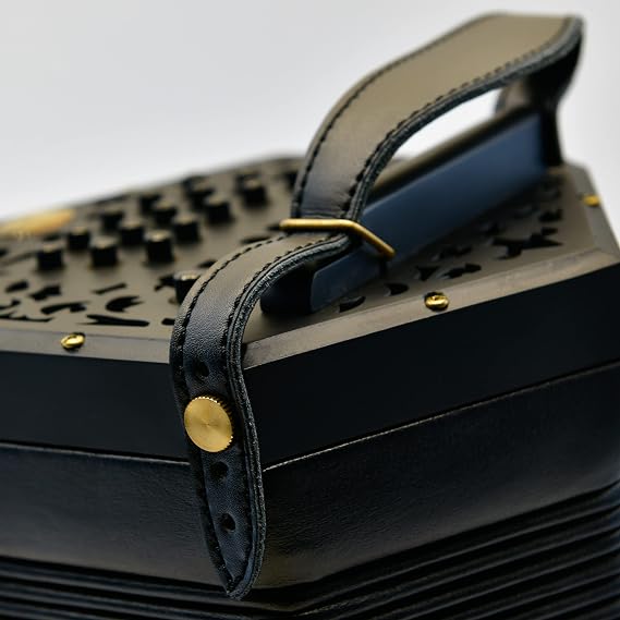 Trinity College AP-3530A Anglo-Style 30-Button Concertina Satin Black Leather Bellows, Brass Reeds & Hard Case