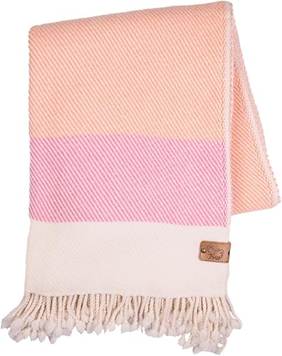 Miniatura 4 de Ritzy Manta 100% Lana Merino - 60 x 80 Pulgadas - Flor de Melocotón
