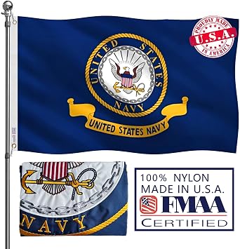 3x5ft Double Sided Heavy Duty Nylon 3ply US Navy Flag Outdoor with 2 Brass Grommets for Home/Company Decoration