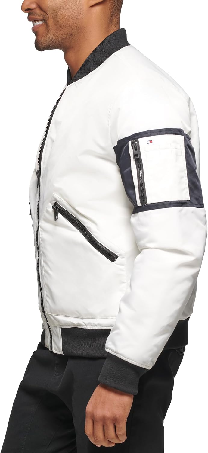 Tommy Hilfiger Mens Tommy Hilfiger Men's Flight Bomber With Contrast Sleeves