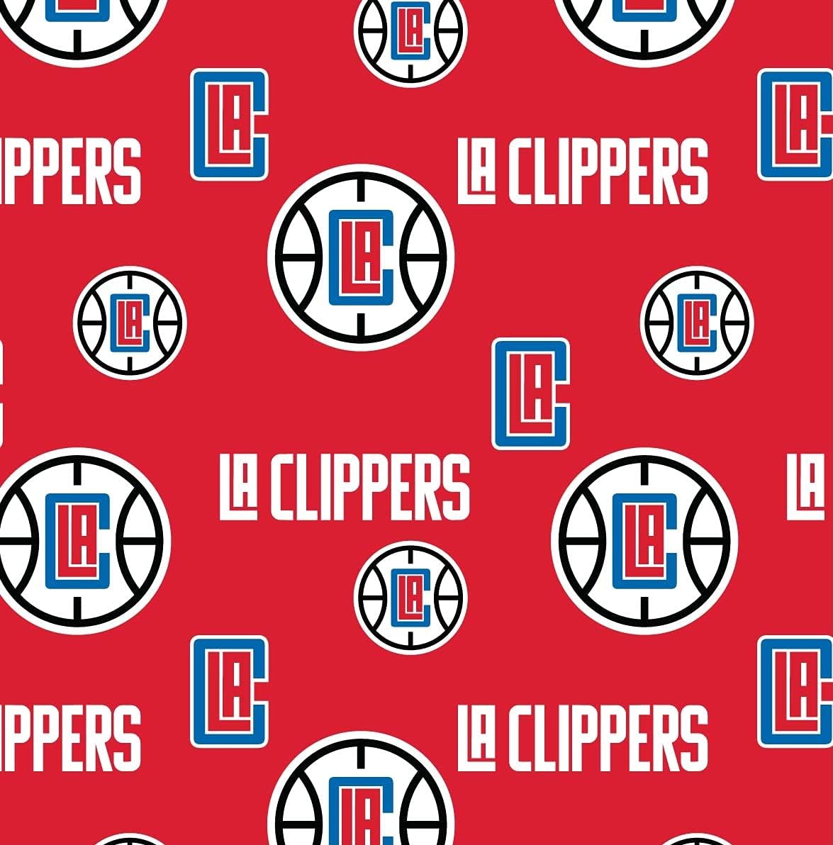 Quilting Cotton for Sewing – NBA Collection - 100% Cotton - Soft, Decorative Material - Pre-Cut 44-45 Inches Wide x 2 Yards - by Camelot Fabrics - L.A. Clippers Allover