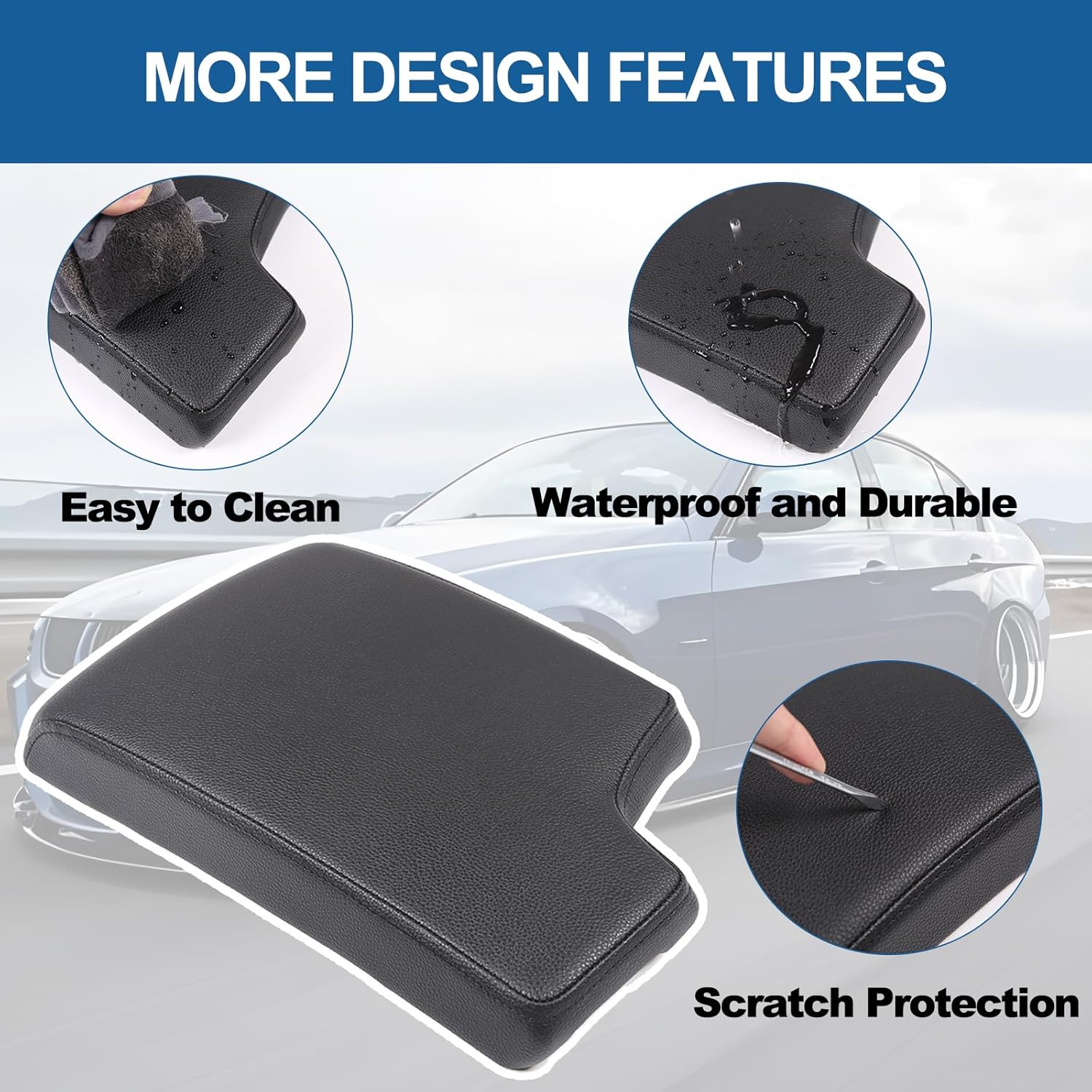 Car Center Console Cover Compatible with BMW 3 Series 2005-2012 E90 E91 E92 E93 323i 325i 328i 328xi 330i 335d 335i 335is 335xi,Center Seat Armrest Storage Box Panel Protect Trim Accessories (Black)