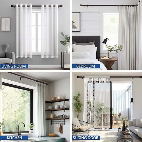 Miniatura 4 de Briofox Barras de cortina de bronce para ventanas de 72 a 144 pulgadas, resistentes y modernos, barras de cortina de 1 pulgada, barra de cortina