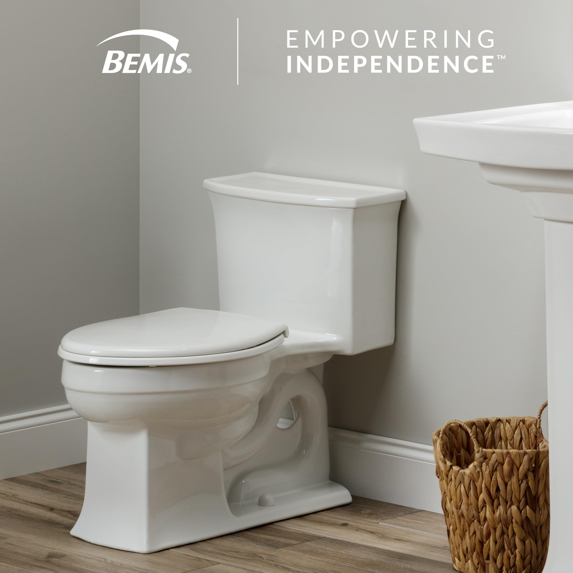 Bemis 1000CP000 Paramount - Asiento de inodoro alargado de plástico con bisagras cromadas, color blanco