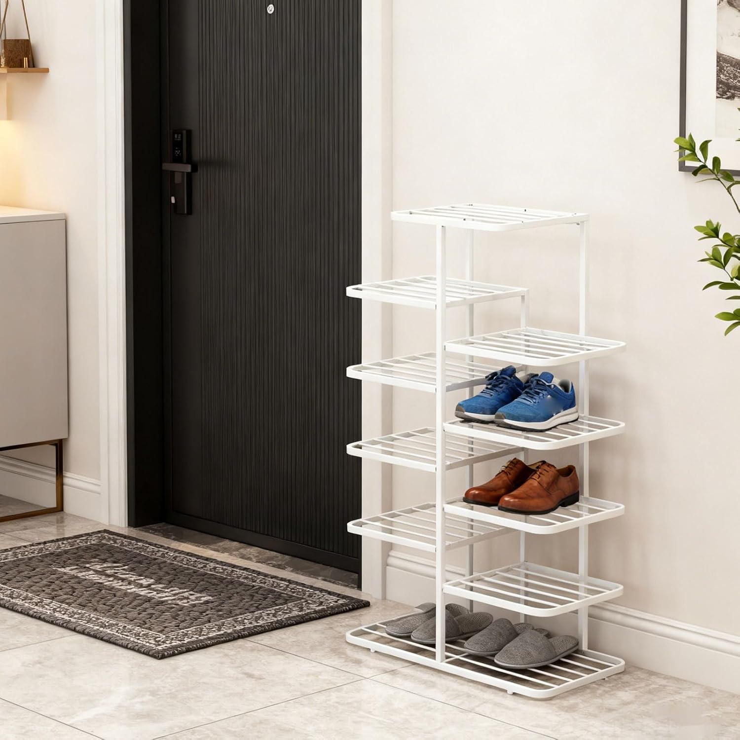 6 Tier Shoe Rack for Front Door Entrance, Metal Shoe Organizer, Shoe Storage Shelf Space Saving Shoes Racks Storage for Entryway, Dorm, Garage, Bathroom, Bedroom (Thickened 6 Tiers Cream