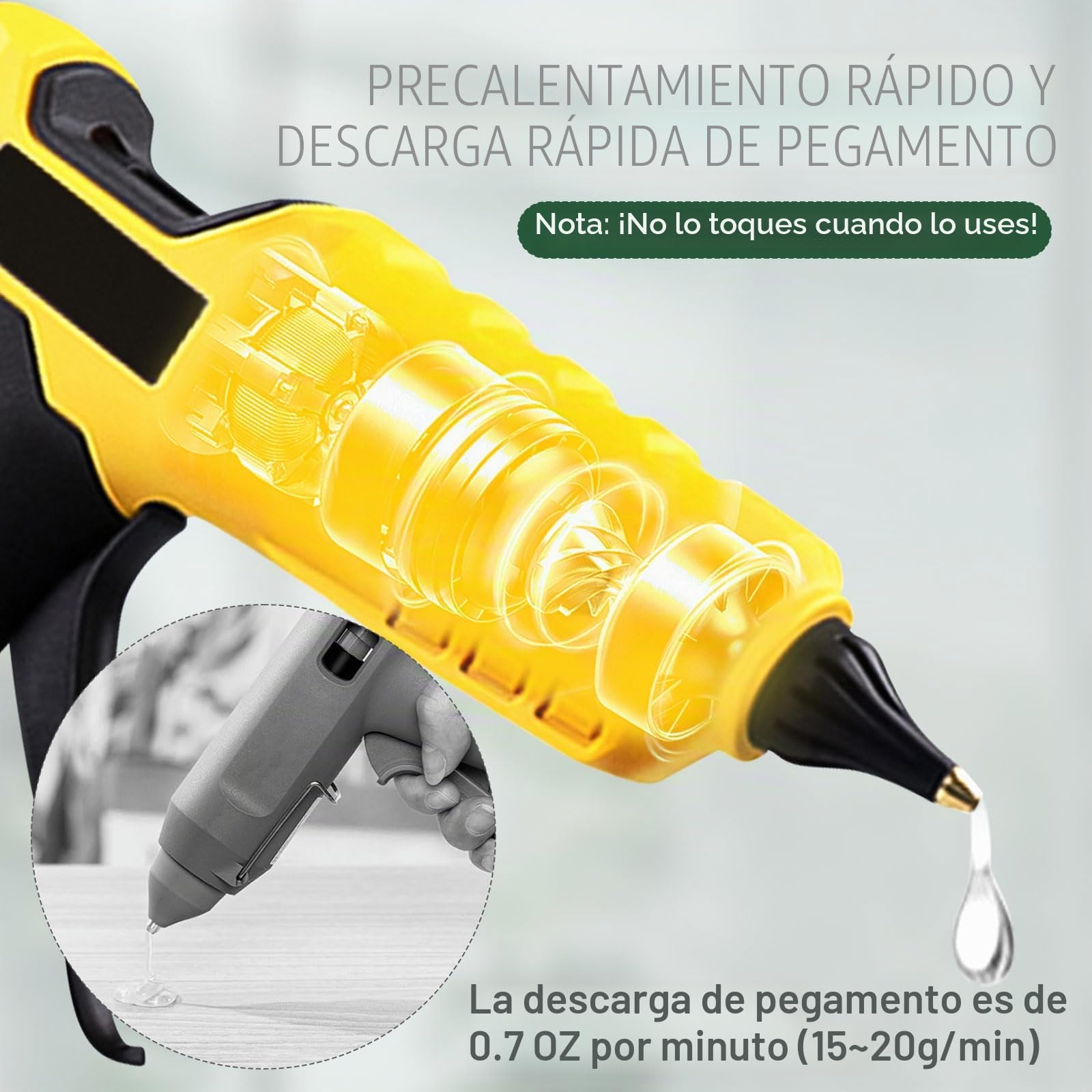 Pistola de pegamento caliente inalámbrica Dewalt 18 V/20 V, 100 W, 30 barras 11 mm para reparación, manualidades, arte