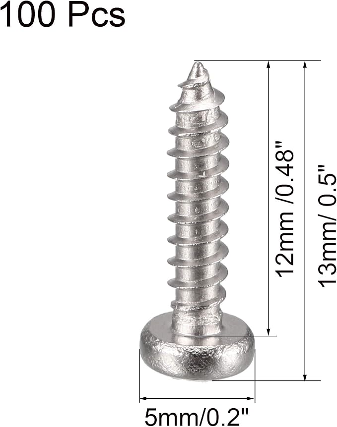 Tornillos autoperforantes 2.9x13mm cabeza Pan Phillips 100 pcs miniatura 2