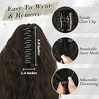 Vista 3 de BARSDAR Extensión de cola de caballo marrón – Extensiones de cabello de cola de caballo con clip de garra de 18 pulgadas para mujer, extensiones
