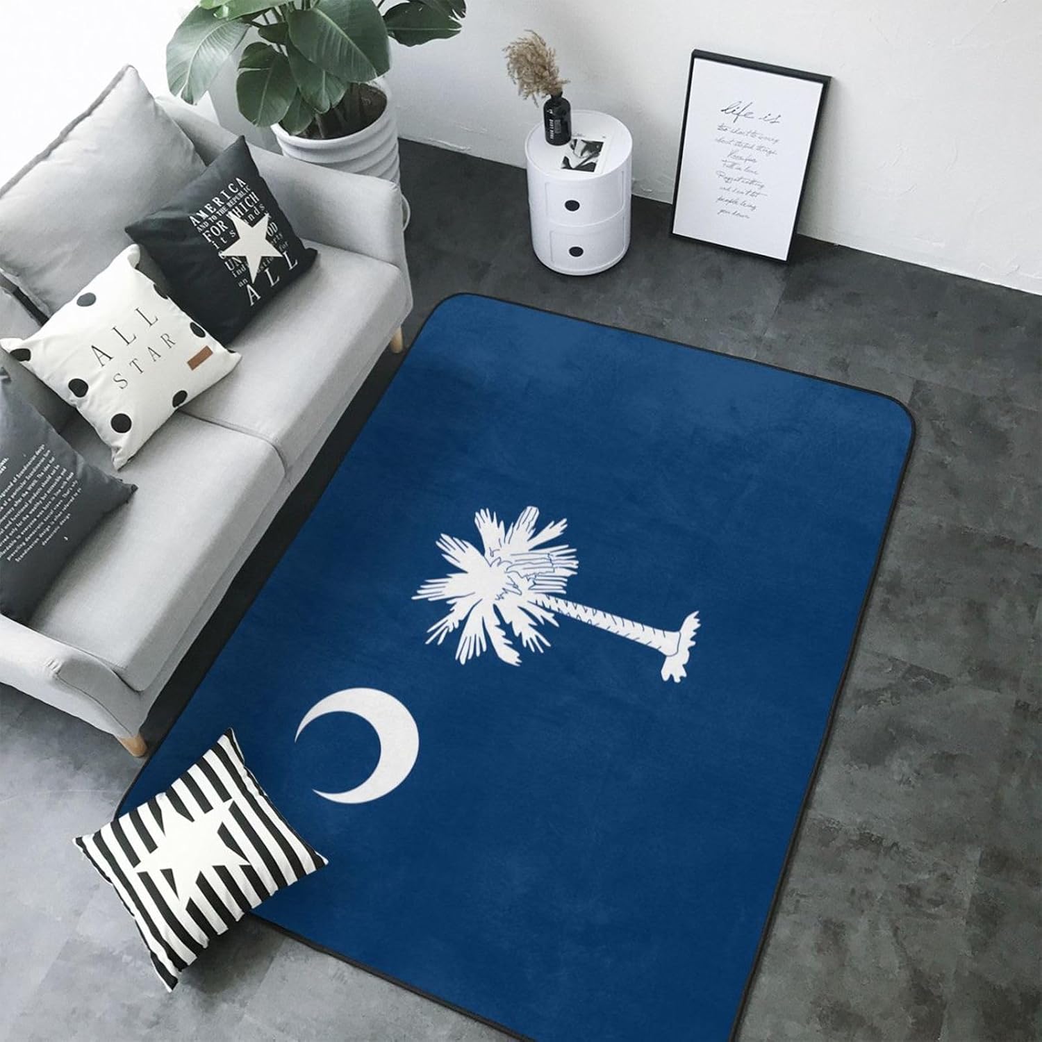 South Carolina Flag Printed Floor mat 80x58 inches, Non-Slip Decorative Carpet for Bedroom and Living Room