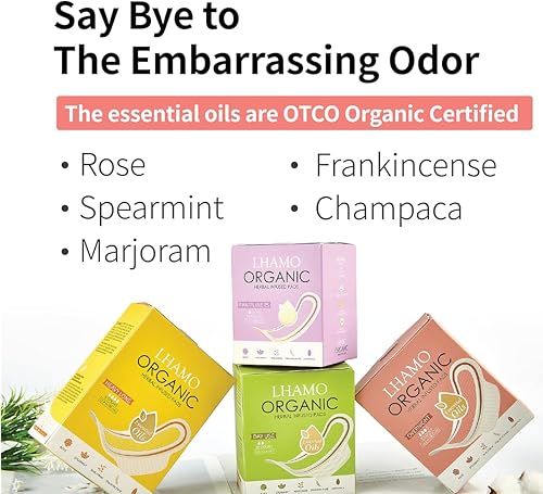 Miniatura 3 de Lhamo Almohadillas con esencias de hierbas orgánicas, almohadillas de algodón orgánico (uso diario, 10 unidades (paquete de 2))