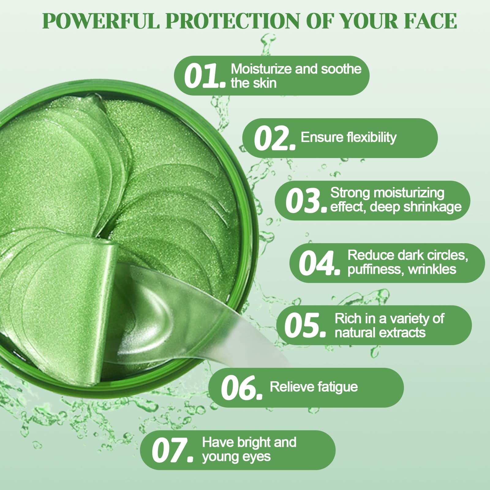 30 Paia Patch Occhi, Maschera Occhi di Aloe Vera, Collagene Patch Occhi, Rimuovi Borse e Puffiness, Maschera Per Gli Occhi Idratante All'Acido Ialuronico, Migliora Rughe, Contorno Occhi Idratante
