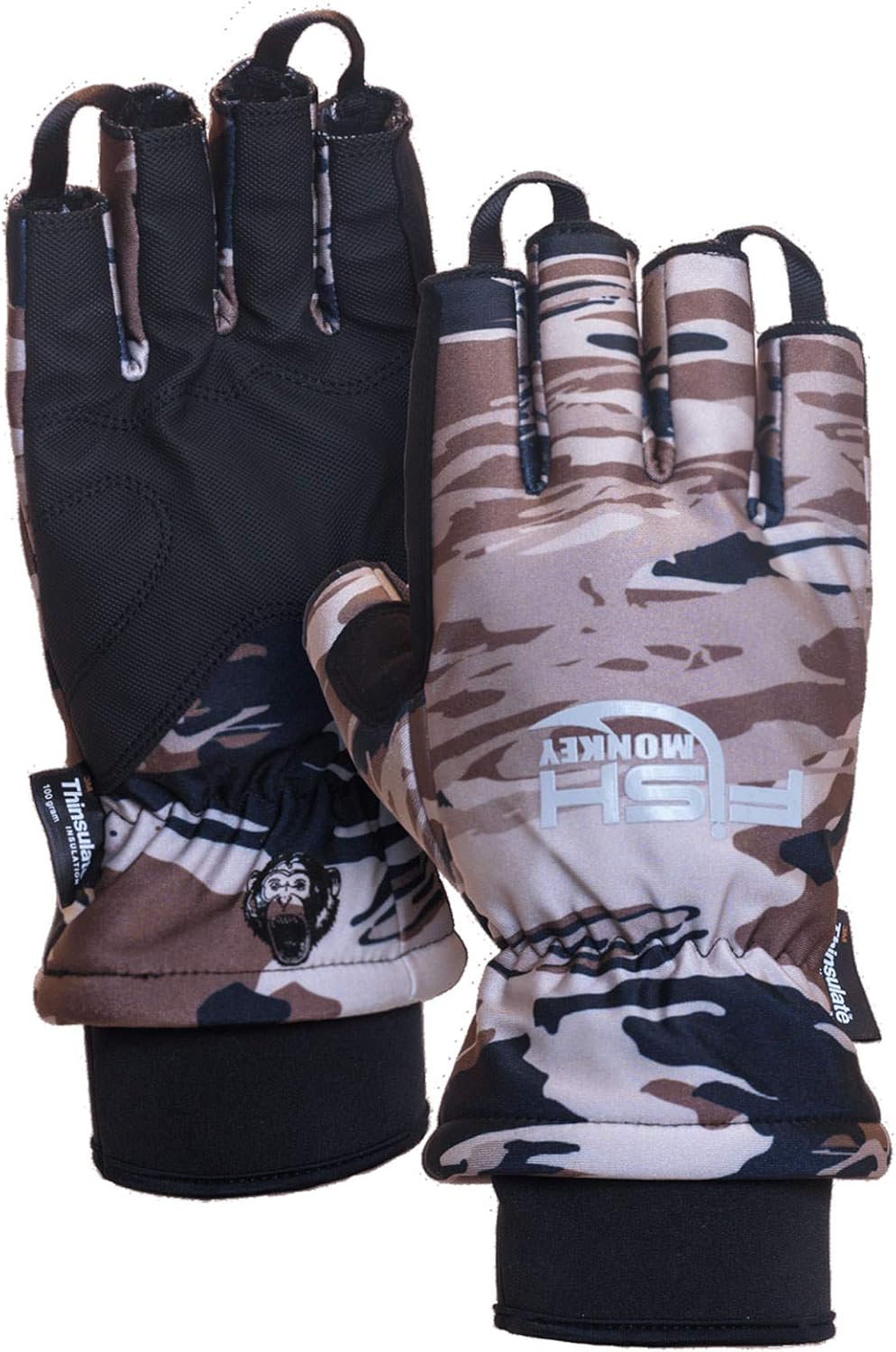 Premium Insulated Half-Finger Fishing Glove - Fall Water Camo (Medium)