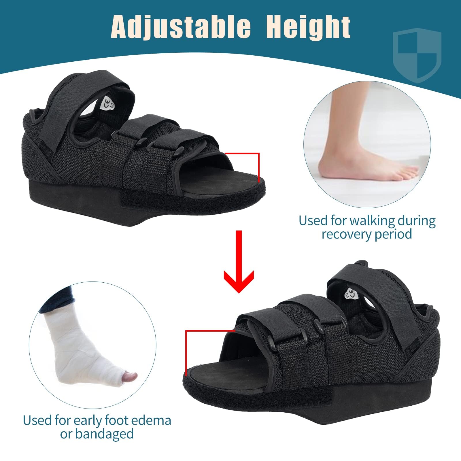 Zapato postoperatorio con puntera cerrada, botas médicas para caminar con puntera rota, ortopédico para postjuanetes, soporte quirúrgico de dedo en martillo (XL)