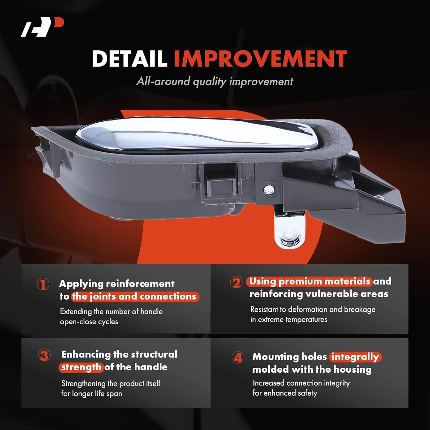 A-Premium Inside Interior Door Handles Compatible with Honda Accord 2003 2004 2005 2006 2007 Sedan, Brown Housing with Chrome Lever, 2-PC Set, Front Driver and Passenger Side