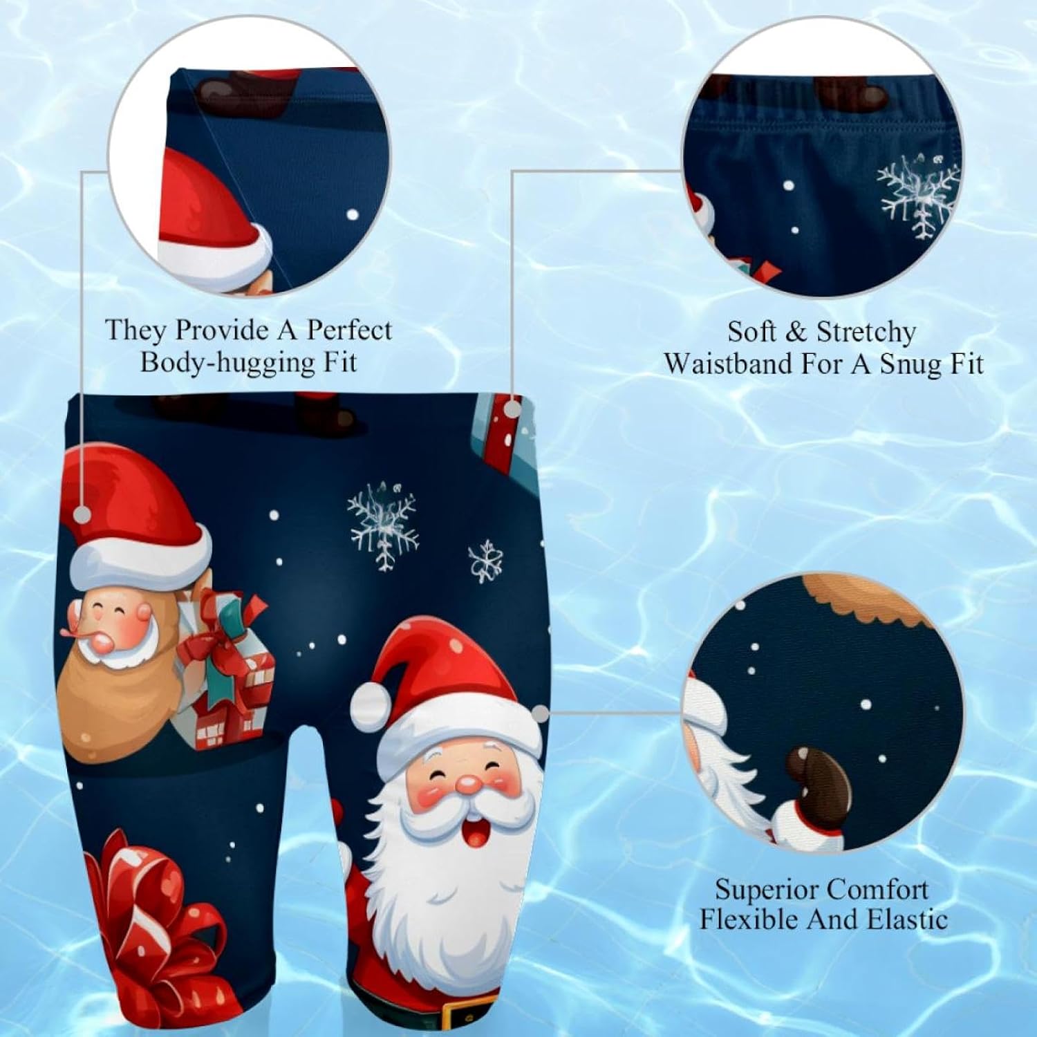 Christmas Elements Jammers for Men, Size S to 3XL Swim Jammer Swimsuit for Practice and Competition Swimming