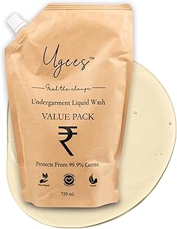 UGEES Undergarment Liquid Detergent, Underwear wash for Men/Women, Lingerie wash, No Soaking Formulation, Plant-Based, Disinfectant Liquid- 750ml Value Pack (Refill Pack)