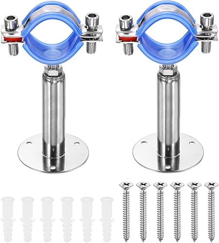Miniatura 18 de HARFINGTON Juego de 2 soportes de montaje en pared para montaje en techo de acero inoxidable 304 Abrazadera de soporte de tubo ajustable