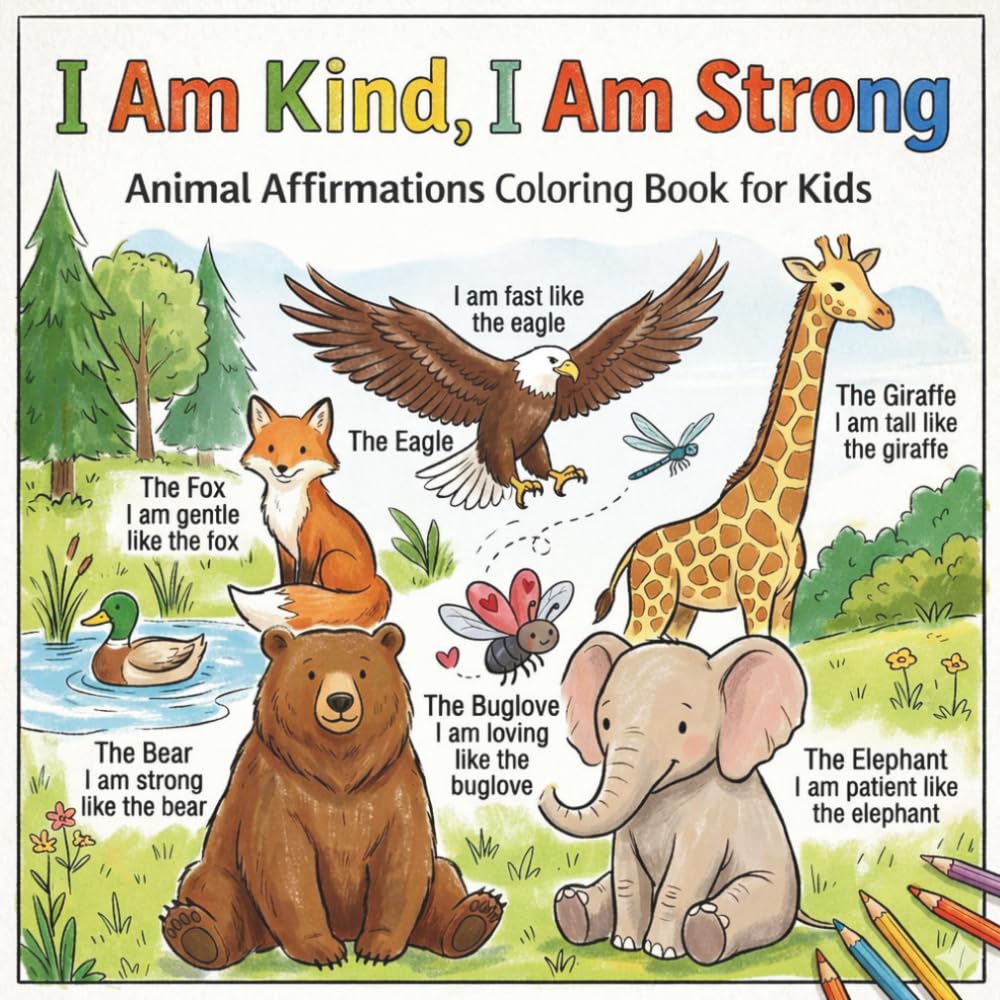 I am Kind, I am strong: Animal Affirmations Coloring Book for Kids