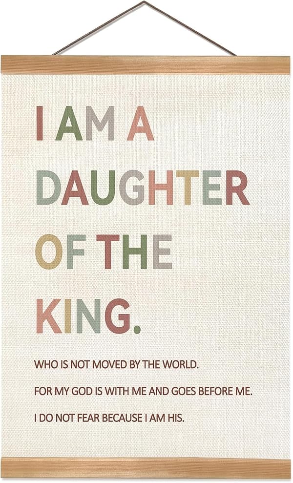 ZTGDA I Am a Daughter of The King Wall Art, Christian Religious Bible Verse Wall Hanging for Nursery, Kids Room, Girls Room, Girls Bedroom, Playroom, Classroom Poster Decor (12x16 inch Daughter) by ZTGDA - Used condition - US$10.89