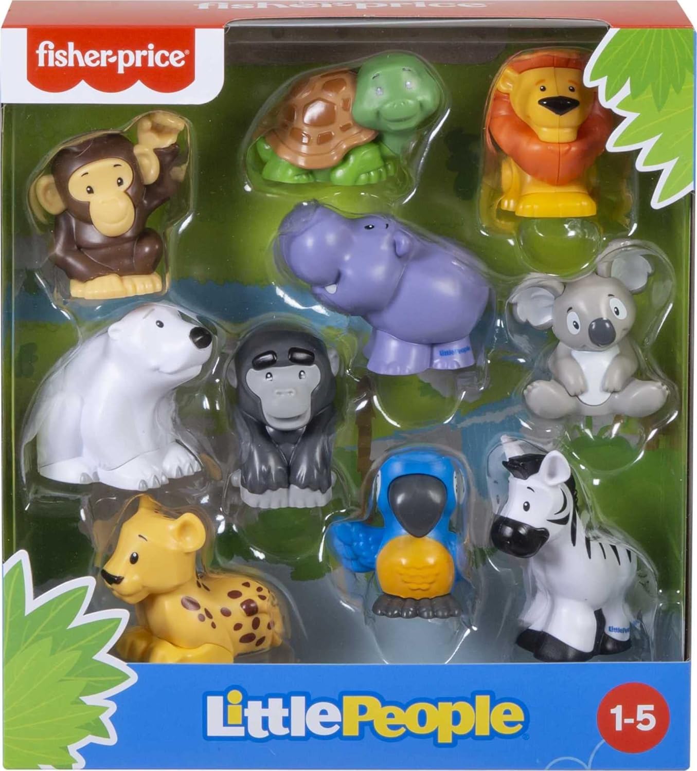 Fisher-Price Little People Animal Figure Set – 10 piece Wild Animal Figure Pack for Toddlers and Preschool Kids Ages 1 to 5 Years Old