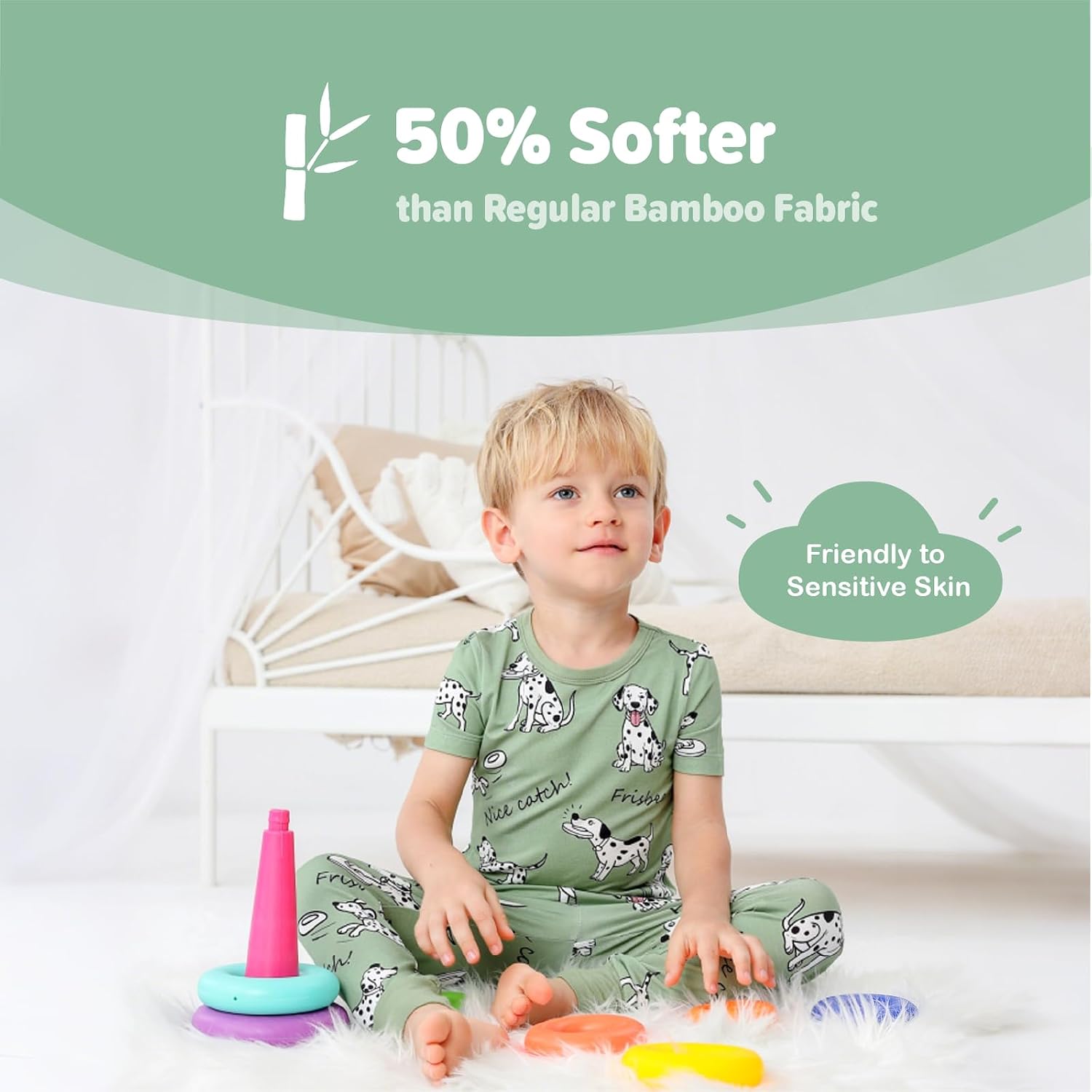 Kids 2-Piece So Soft Playtime Set–Lightweight Viscose from Bamboo Short Sleeve Top&Leggings for Toddler Boy & Girls