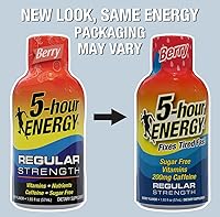 Vista 5 de 5-hour ENERGY Shots - Fuerza regular, sabor a bayas, 30 unidades, 1.93 onzas líquidas, sin azúcar, cero calorías, aminoácidos y vitaminas B