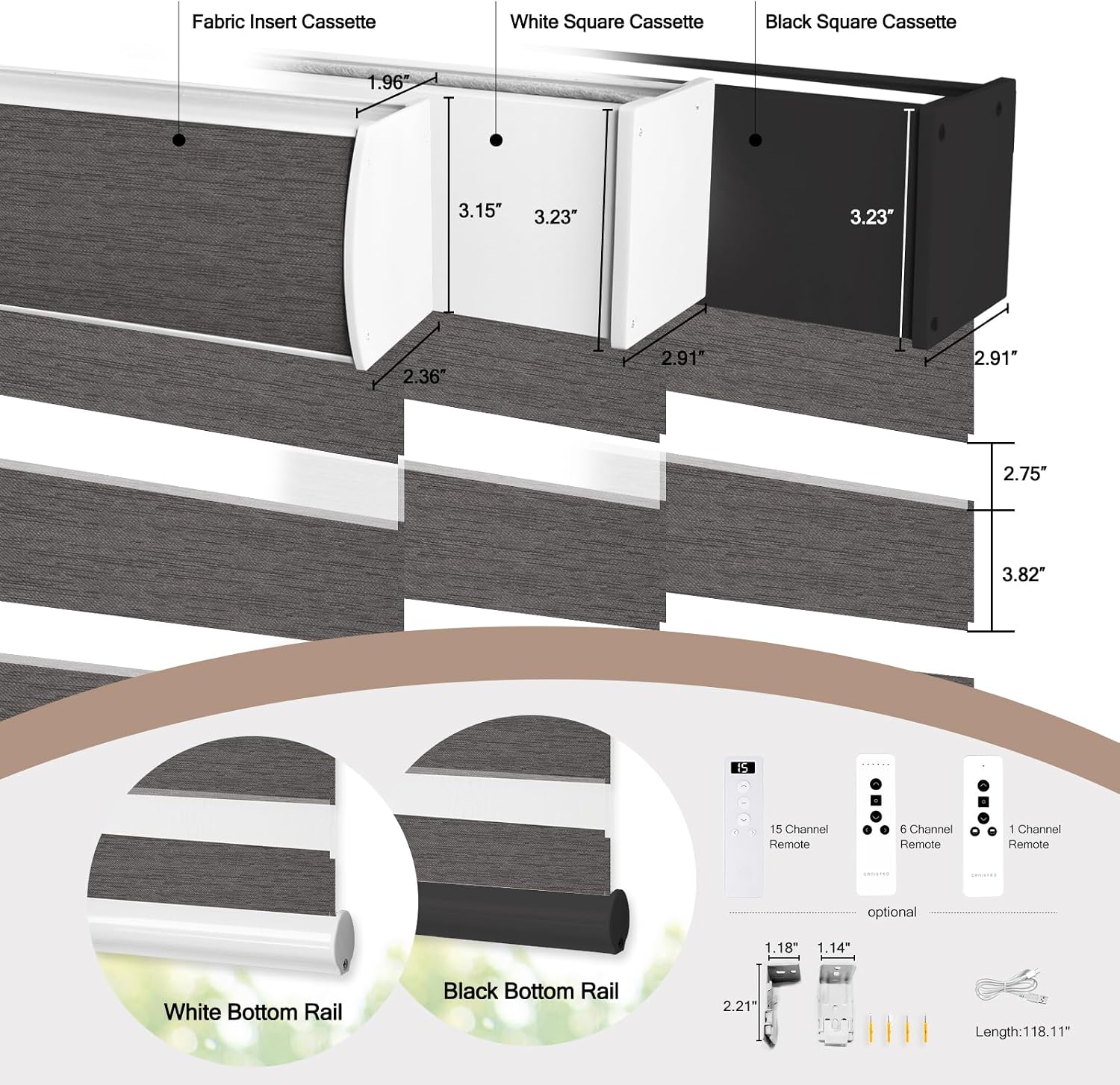 Motorized Zebra Blinds, Automatic Shades for Indoor Windows Work with HomeKit, Alexa, Google Home, Customized Electric Blinds with Remote, App, Voice Control, 85% Blackout River Stone