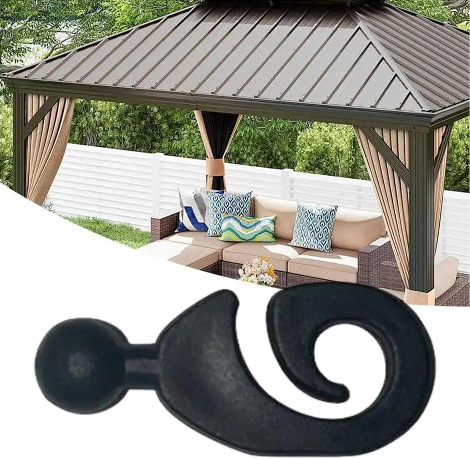 200-Piece Black Outdoor Curtain Rings – Heavy-Duty Plastic Track Accessories for Hotel Gazebo Curtains, Netting & Gnats