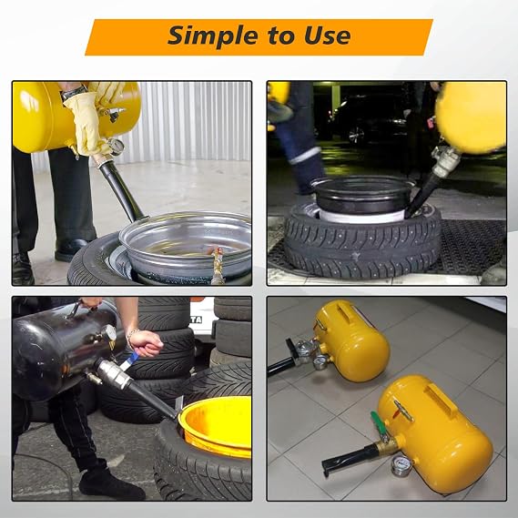 5 Gallon 145PSI Air Tire Bead Seater Blaster Tool, Black