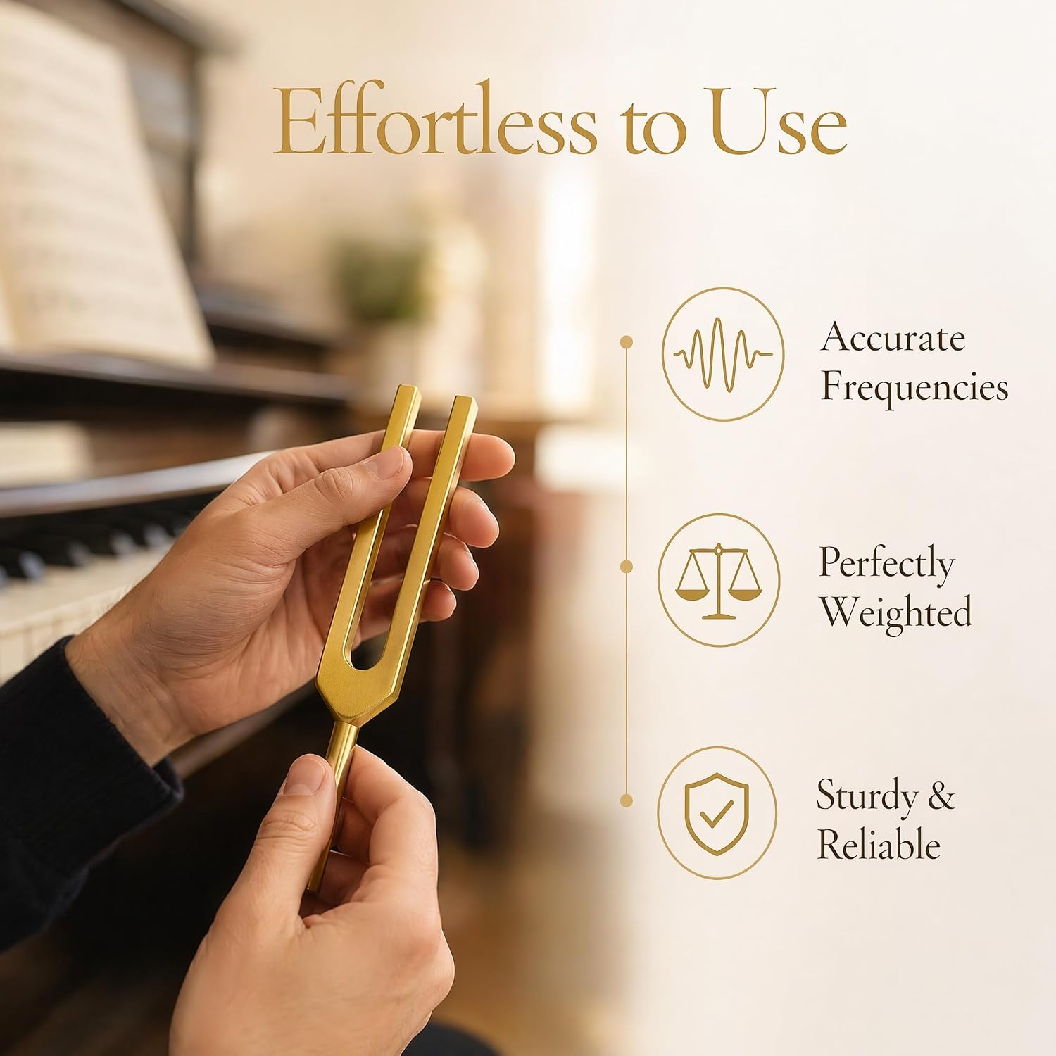 Miwayer Professional Verdi's A 432Hz Tuning Forks Golden for Healing, Medical, and Music - Multi-Frequency Tuning Fork Kit for Sound Therapy, Meditation, Chakra Balancing