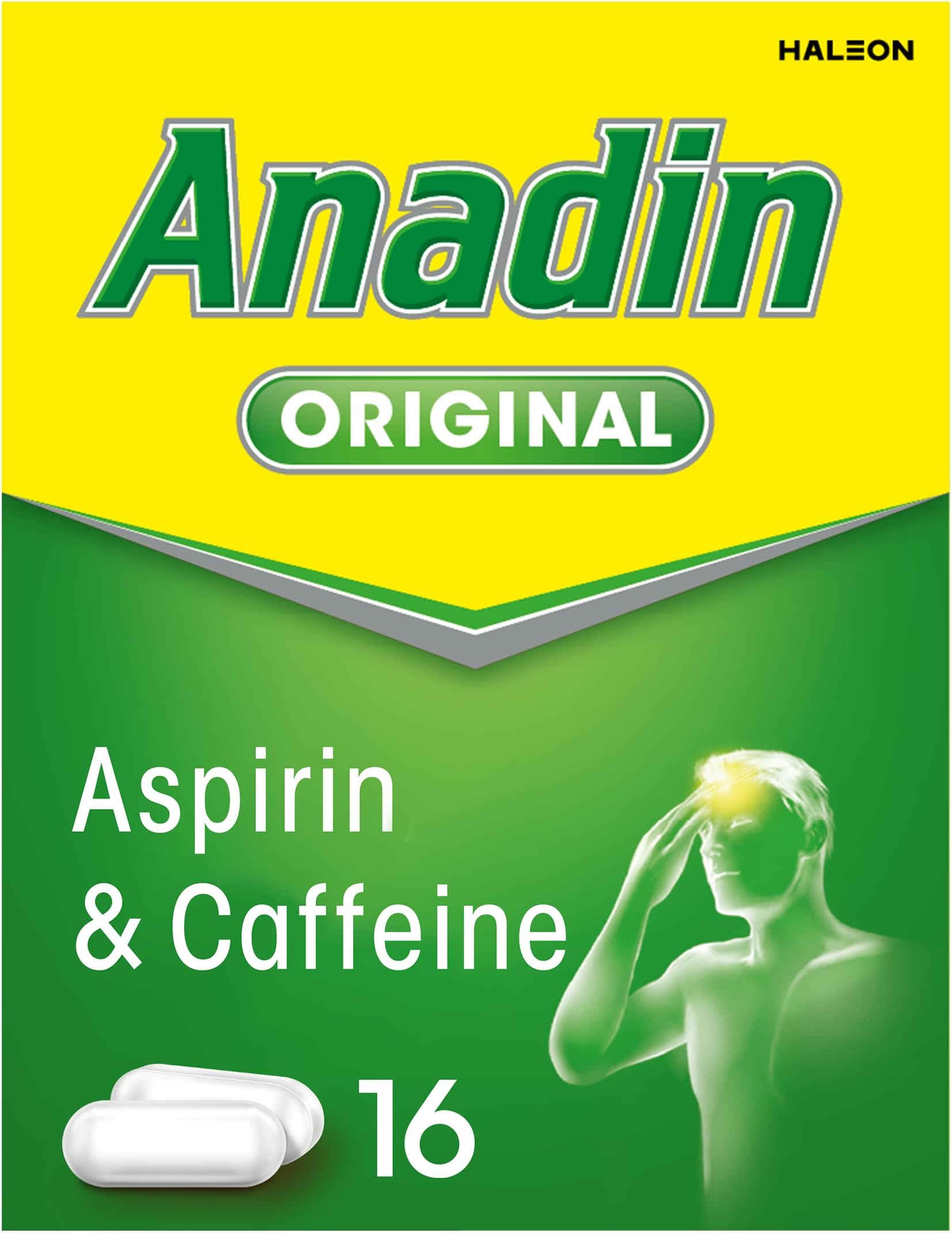 – Anadin Original Aspirin & Caffeine Pain Relief Tablets 16s