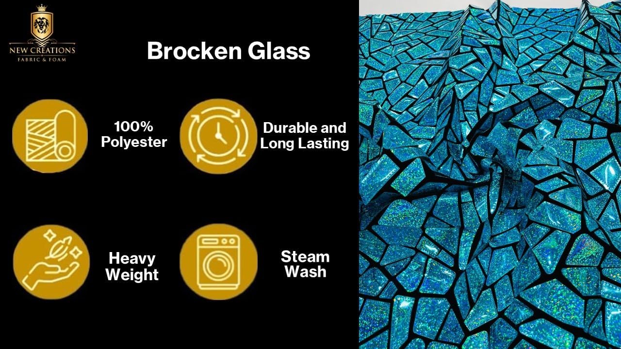 New Creations Fabric & Foam Inc, Broken Glass Sequin Design/Geometric/On Black Stretch Velvet Fabric Sold by The Yard. (Iridescent Silver)