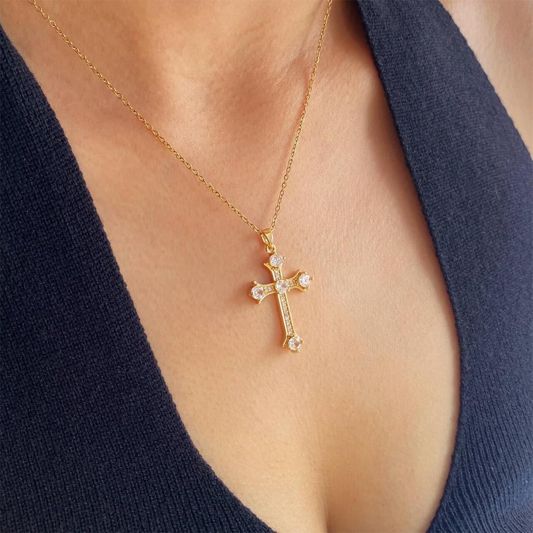 Collana con ciondolo crocifisso croce di dio cristiano religioso di moda per uomini donne regali di gioielli all'ingrosso con catena a maglie di Gesù  36