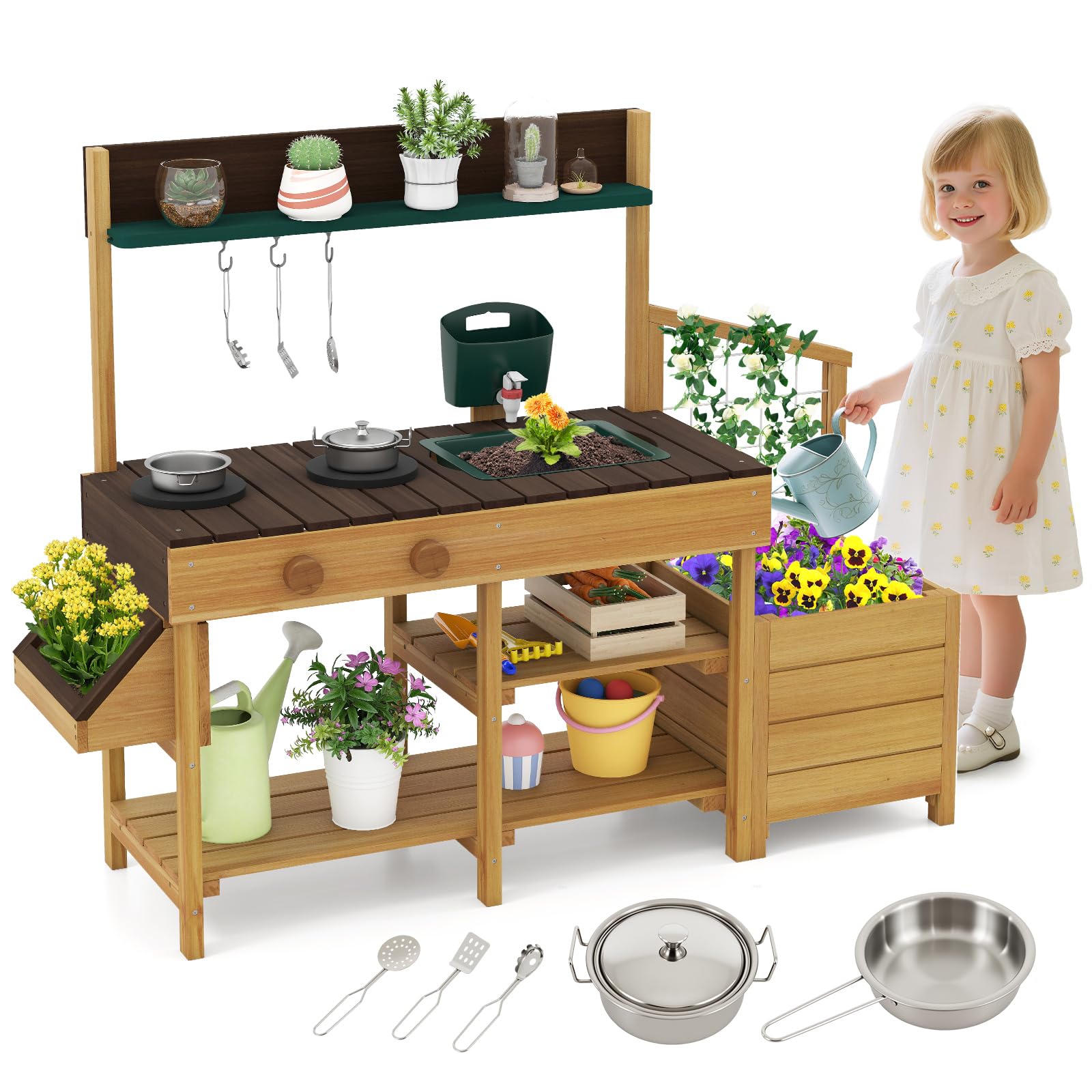 Wooden Mud Kitchen Playset for Kids
