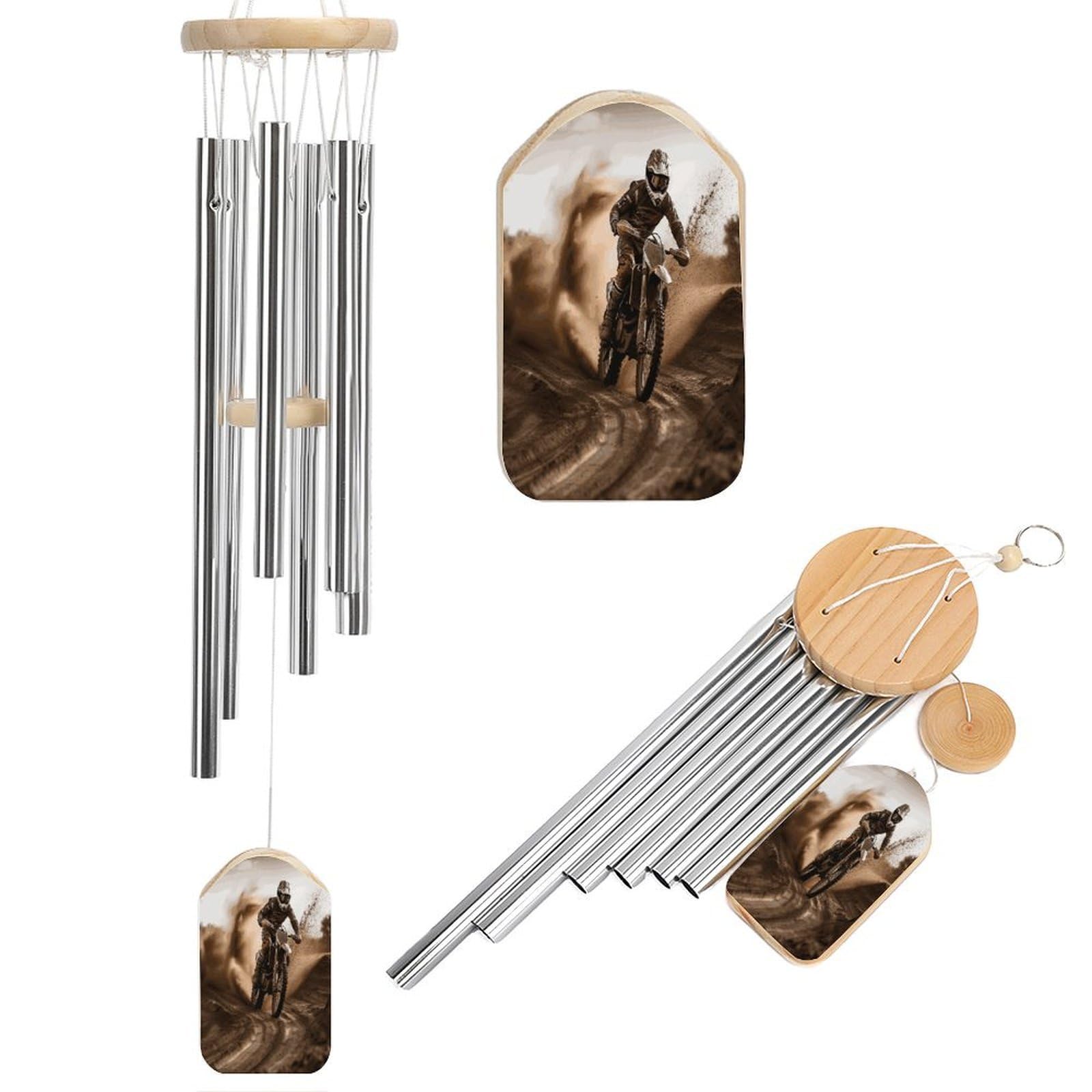 Motocross Wind Chimes for Outside Personalized Sympathy Wind-Chime with 6 Tuned Tubes Elegant Aluminium Wind Chimes Memorial Windchimes Best Gift 20.5"