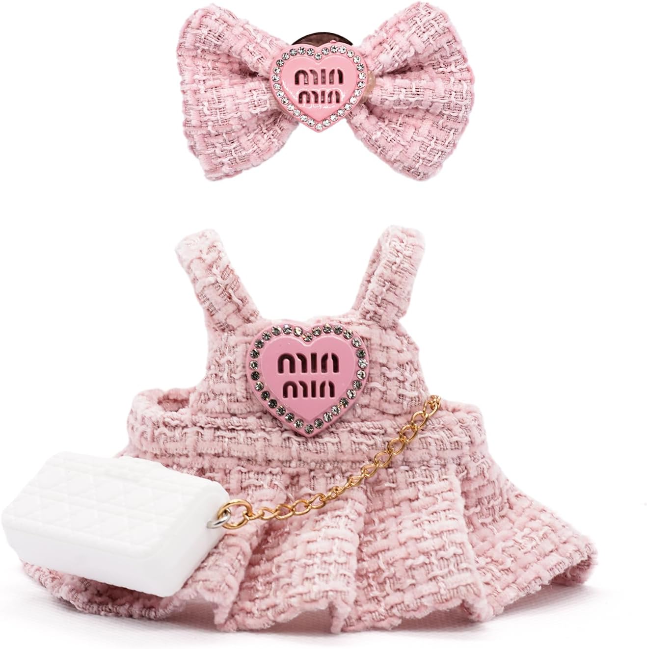 Clothes for 17cm Dolls, Luxury Chic Style Set High-End Fashion Outfit with Premium Dolls Accessories for Play & Display (Pink)