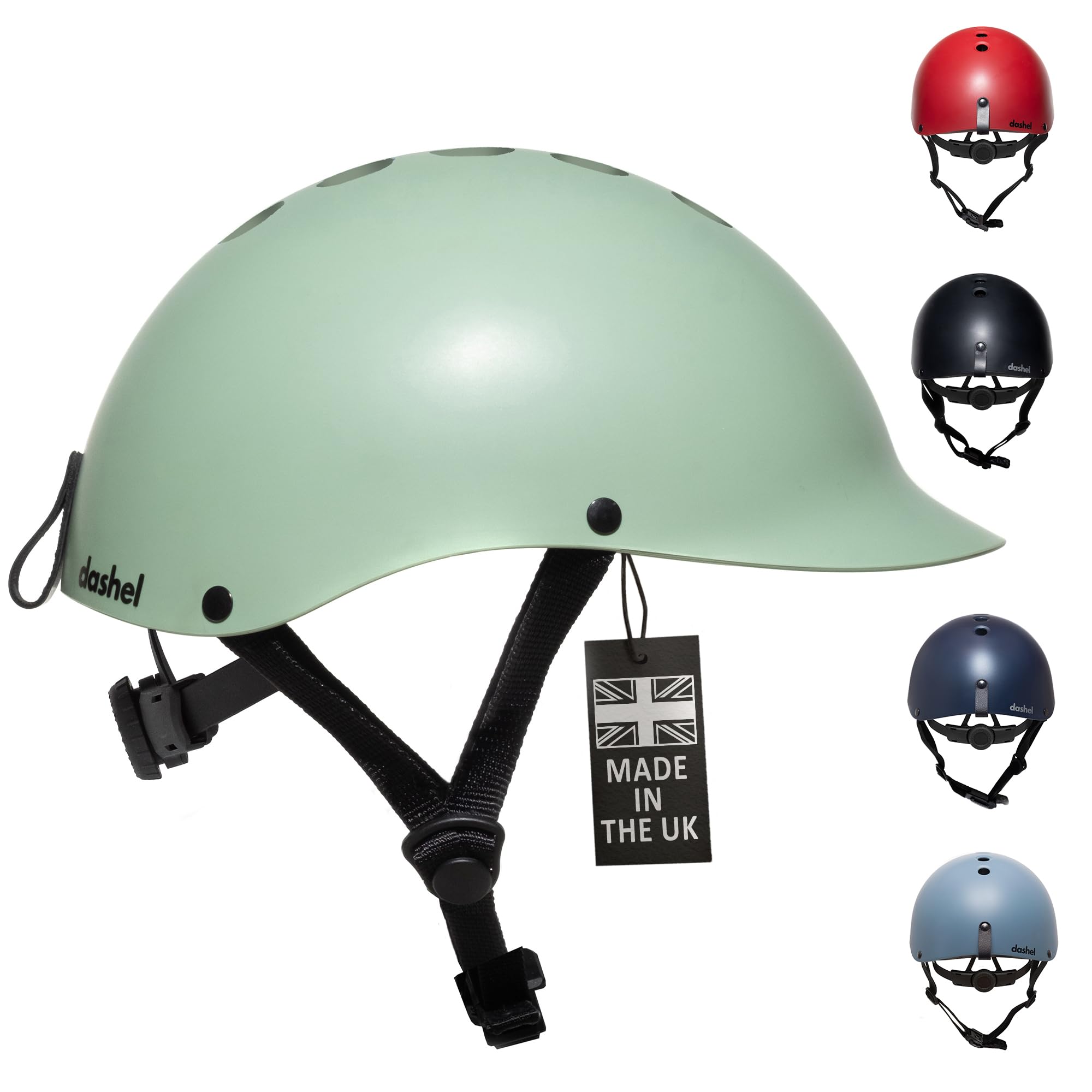 Dashel ReCycle Helmet for Adults - Made in the UK, Lightweight Urban Bike Helmet for Men & Women, CE Certified EN1078, Slim Commuter Allround Cycling Helmet for City Riding (Sage Green, Large)