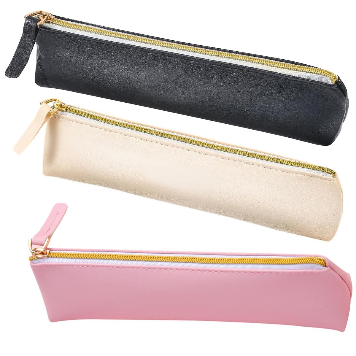 3 Pack Small Leather Pouch with Zipper PU Leather Mini Cosmetic Bag Pencil Case Foundation Travel Bottles Organizer Small Makeup Bag for Purse Women Crossbody Bags Lipstick Eye Makeup Brushes