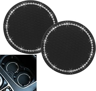 TCPENG® - Posavasos para coche, 2 unidades, universales, de silicona de 2.75 pulgadas, antideslizantes, bonitos y brillantes, para mujeres y hombres (color negro)